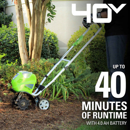 Greenworks 40V 10" Cordless Cultivator/Tiller with 4.0Ah Battery & Charger 27062