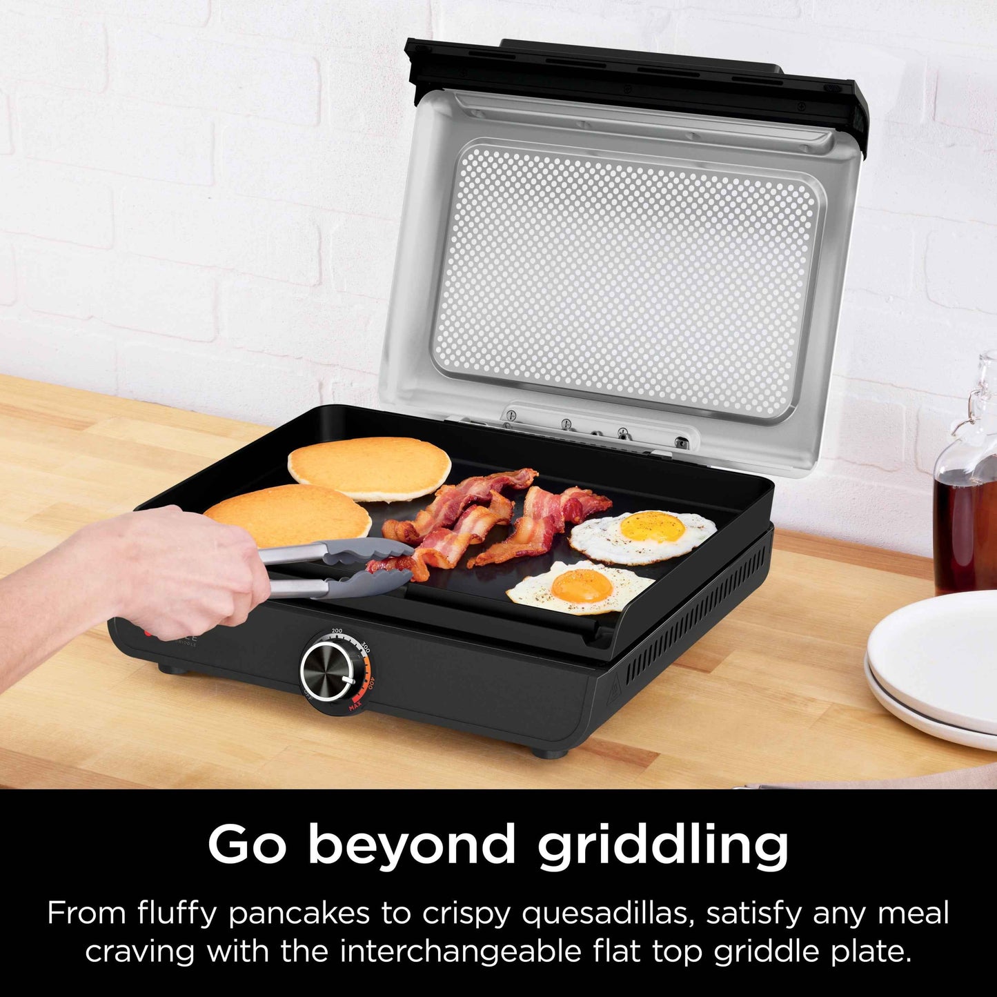 Ninja Sizzle Indoor Griddle, 14", Nonstick, Dishwasher Safe, Easy Cleanup, Black, Stainless Steel, GR100GDL
