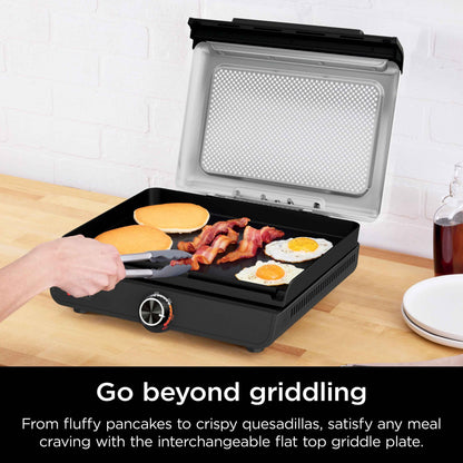 Ninja Sizzle Indoor Griddle, 14", Nonstick, Dishwasher Safe, Easy Cleanup, Black, Stainless Steel, GR100GDL