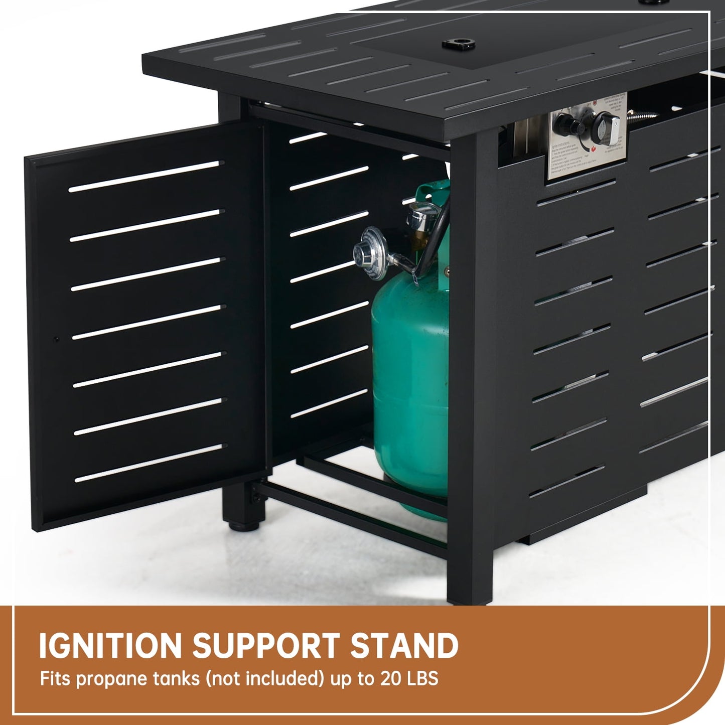 JolyDale 40" Propane Fire Pit Table, 50,000 BTU Auto Ignition Steel Gas Fire Pit with Removable Lid & Waterproof Cover for Patio, Backyard, Black