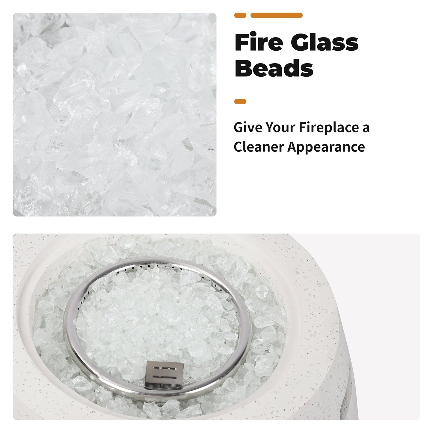 NAGA BAHNA 21" Round Propane Fire Pit 50,000BTU Terrazzo Gas Fire Pit with Glass Stones