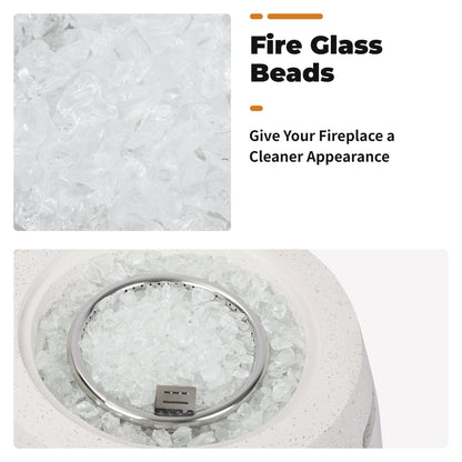 NAGA BAHNA 21" Round Propane Fire Pit 50,000BTU Terrazzo Gas Fire Pit with Glass Stones