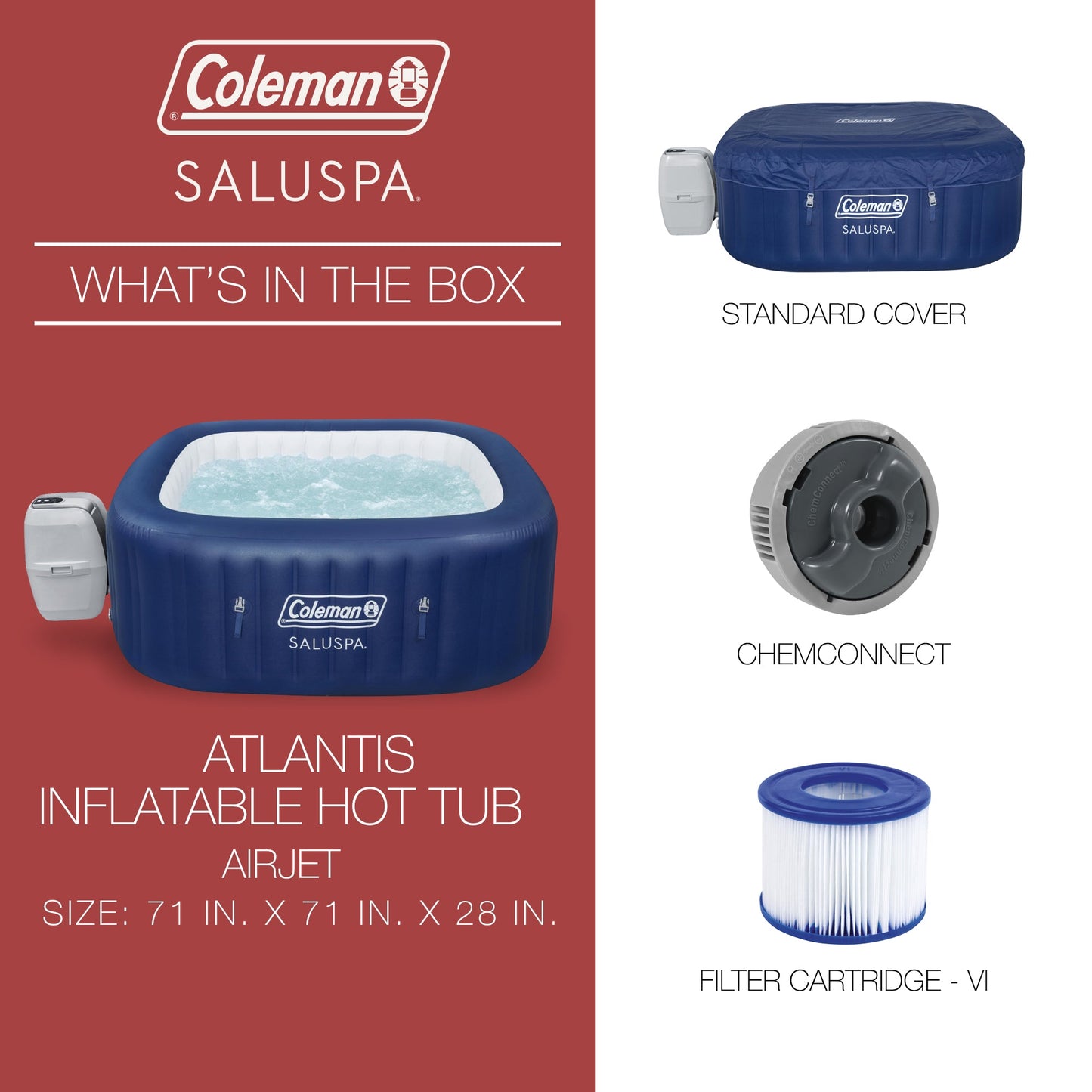 Coleman SaluSpa Atlantis AirJet Hot Tub with 2-Pack of Bestway SaluSpa Spa Seat