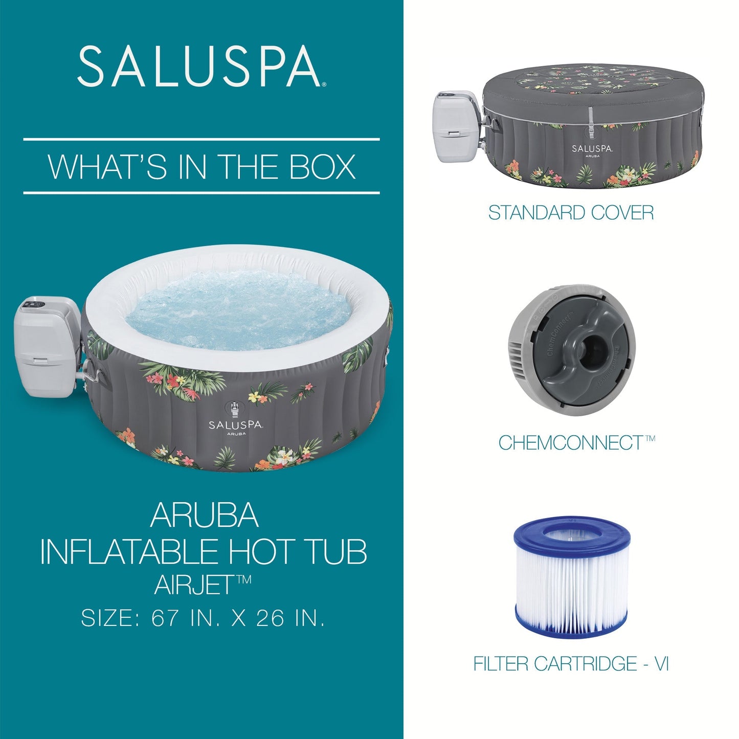 Bestway SaluSpa Aruba AirJet Inflatable Hot Tub + Bestway Spa Seat (2 Pack)