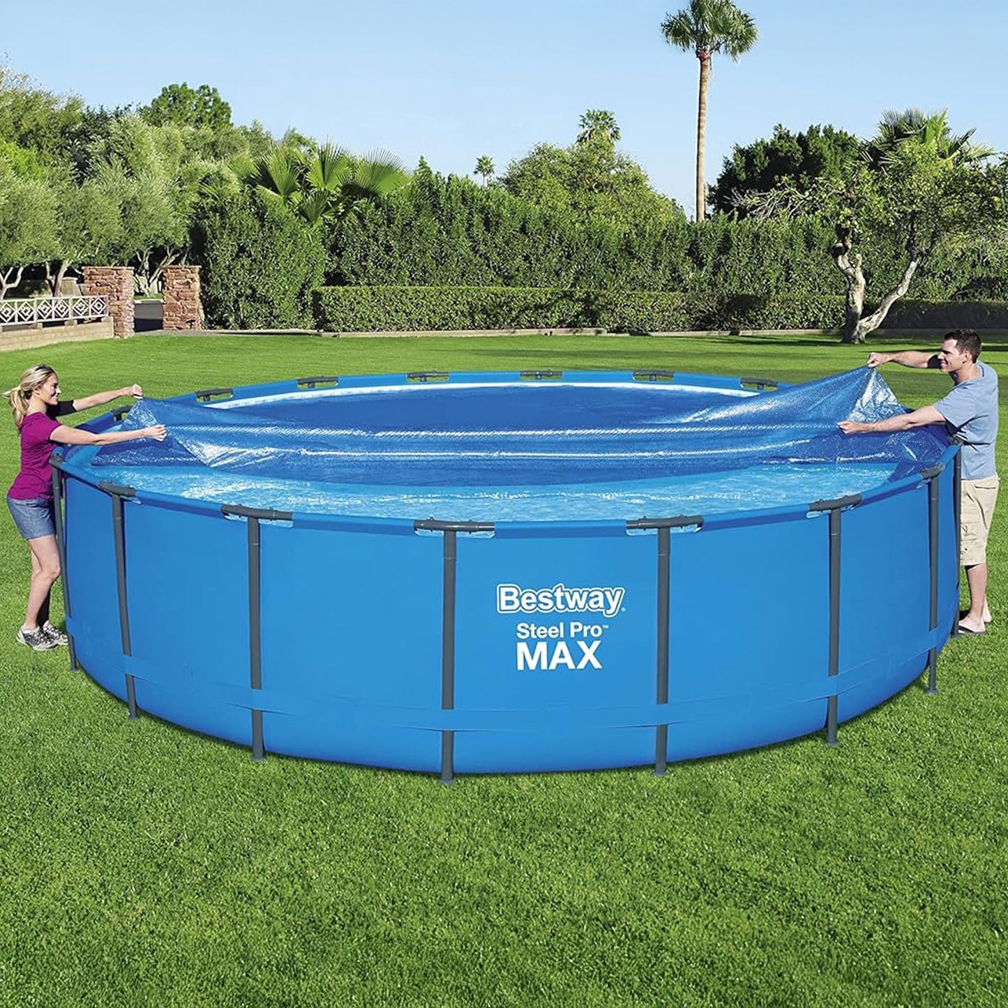 Bestway Flowclear 18' Round Solar Pool Cover for Above Ground Pools (Cover Only)
