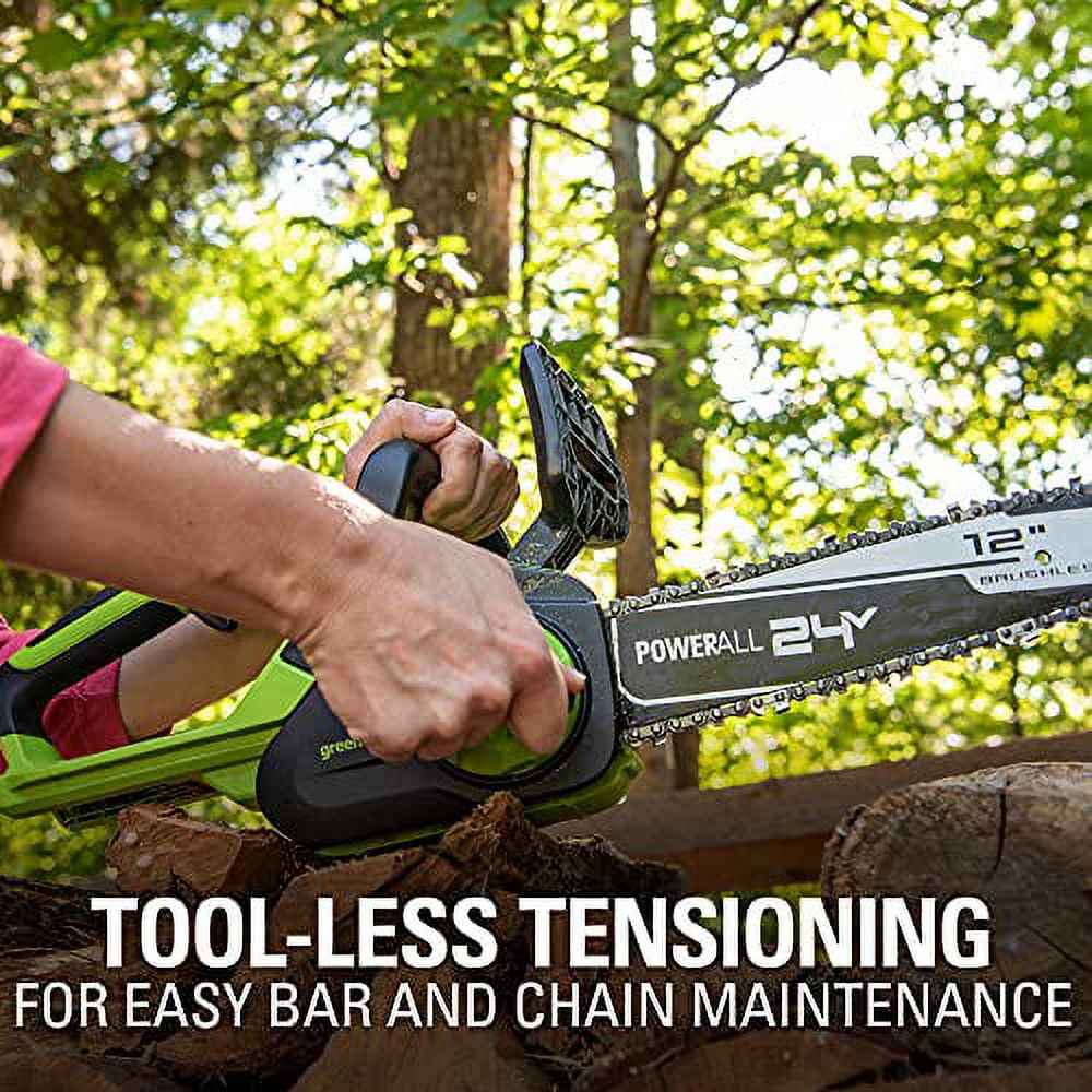 Greenworks 24V 12" Brushless Chainsaw + 4.0 Ah Battery and Charger 2016602