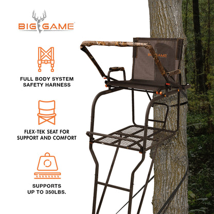Big Game Hunter HD 1.5 Deer Hunting Ladder Climbing Tree Stand w/Extra Wide Seat