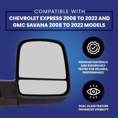 Brock Driver's Side Manual Mirror for Chevrolet Express and GMC Savana 08 to 22 - Find Fresh Goods