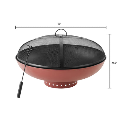 Mainstays 32" Round Terra-Cotta & Black High-Resistance Finish Steel Fire Pit