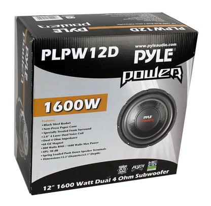 PYLE PLPW12D 12" 1600W 4Ohm DVC Car Stereo Power Subwoofer Dual Coil (6 Pack) - Find Fresh Goods
