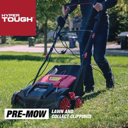 Hyper Tough 15" 13Amp Corded Electric Push Dethatcher/Scarifier Walk-Behind Lawn Mower