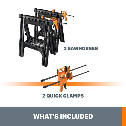 Worx WX065 Clamping Sawhorses with Bar Clamps