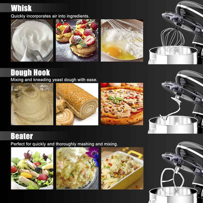 Costway 6.3 QT Tilt-Head Food Stand Mixer 6 Speed 660W wIth Dough Hook, Whisk & Beater Black