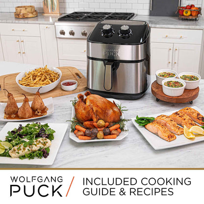 Wolfgang Puck 310oz Stainless Steel Air Fryer, Large Single Basket Design, Simple Dial Controls