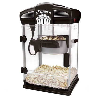 West Bend 82515B Hot Oil Theater Style Popper Machine with Nonstick Kettle Includes Measuring Cup Oil and Popcorn Scoop, 4-Ounce, Black