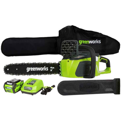 Greenworks 40V 16" Cordless Brushless Chainsaw with 4.0 Ah Battery and Charger 20312