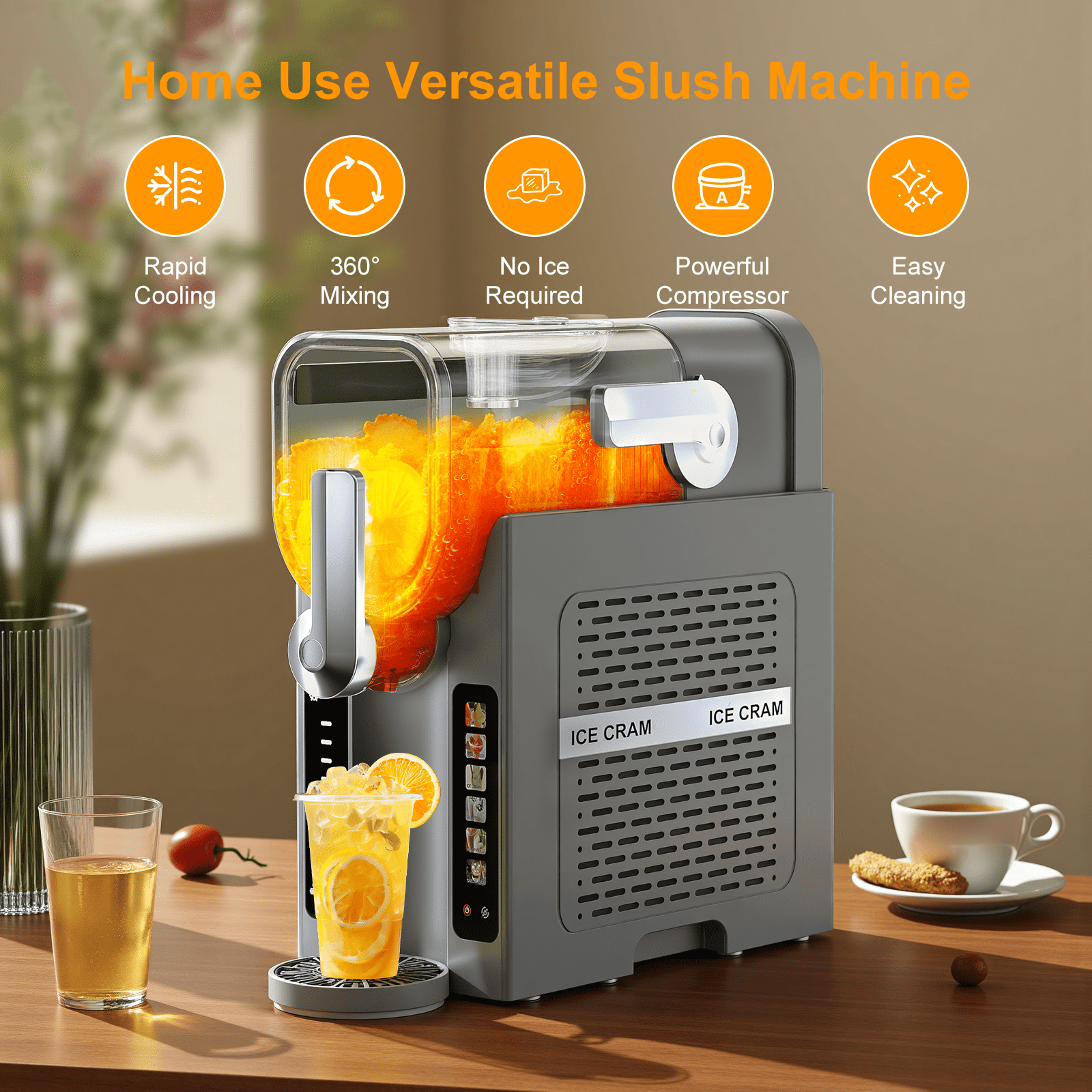 Nyzgax Multifunctional Ice Cream & Slushie Maker, All-in-One Frozen Treat Machine, Real-Time Temp Display, 6 Preset | Frozen Margaritas, Cocktails, Frappés, Ice Cream, Smoothies, Milkshakes