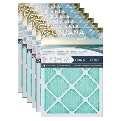 Cabana Air Filters 6 Pack HVAC Furnace Air Filters, MERV 13, 14 x 20 x 1, White