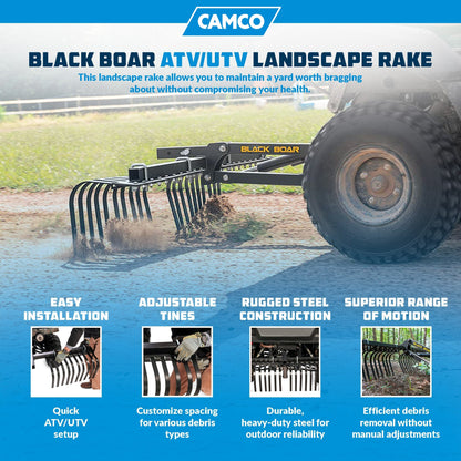Camco Black Boar ATV/UTV Implement Custom Outside Vehicle Landscape Rake Tool - Find Fresh Goods