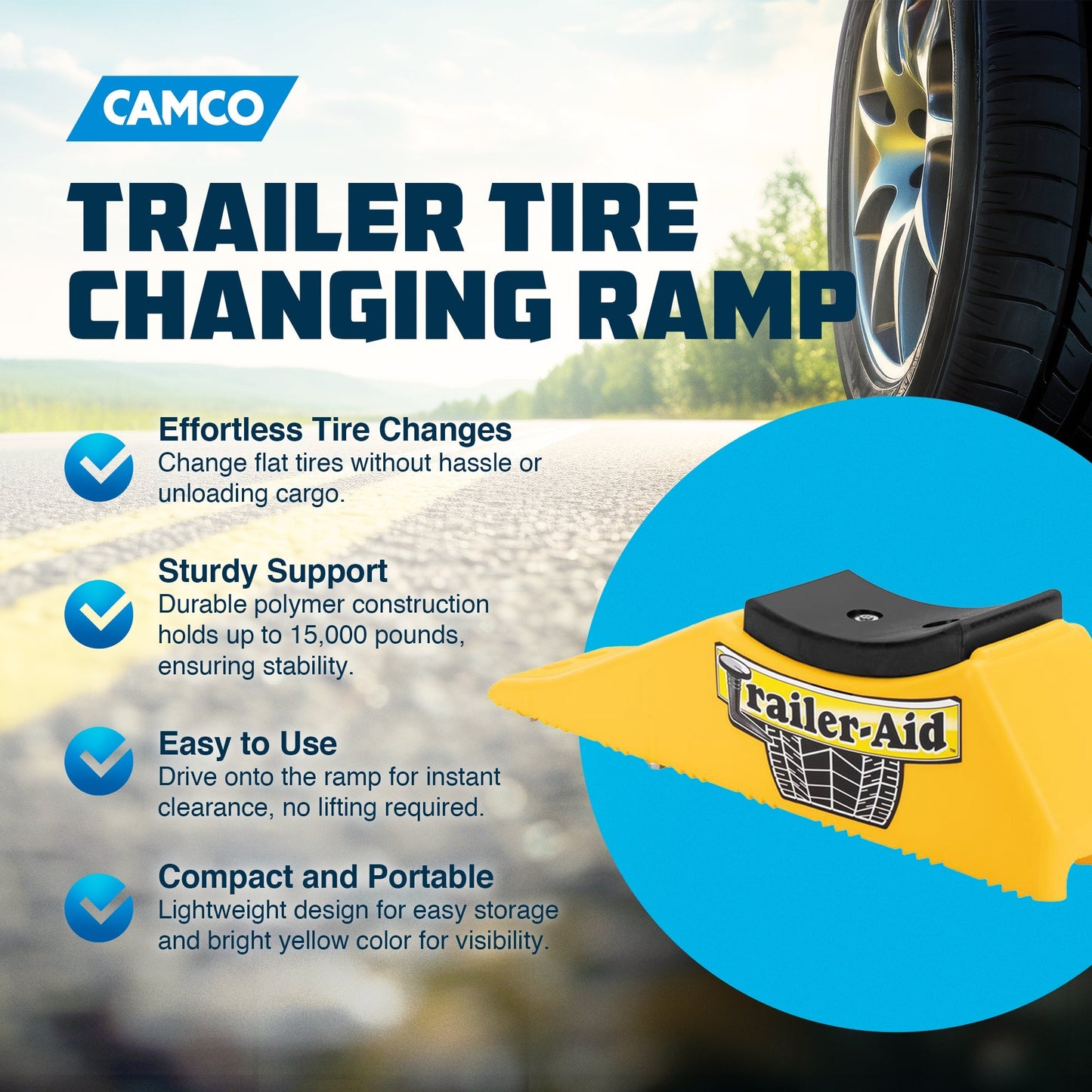 Camco Trailer Aid PLUS Tandem Trailer Tire Changing Ramp with  5.5" Lift, Yellow - Find Fresh Goods