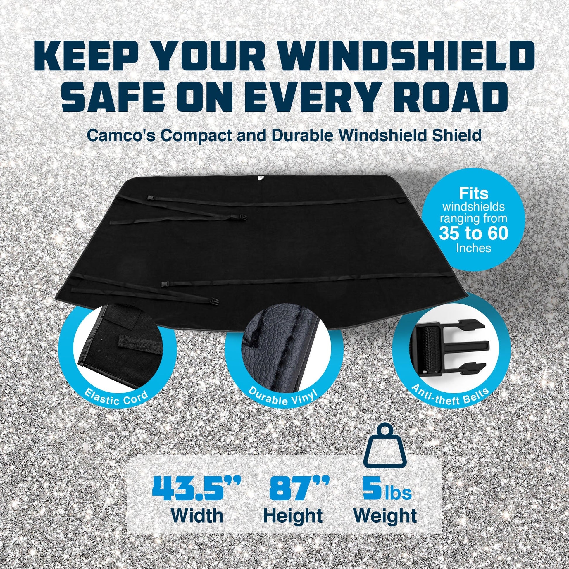 Camco Durable Compact Universal On the Go RV Tow Car Windshield Protector, Black - Find Fresh Goods