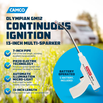 Camco Olympian GM12 Continuous Ignition 13 Inch Multi Sparker with Curved Nozzle - Find Fresh Goods