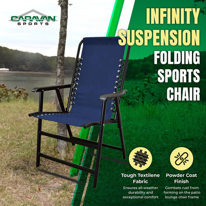 Caravan Canopy Suspension Portable Folding Sports Chair with Bungee System, Blue