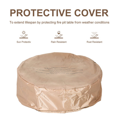 Costway 28'' Propane Gas Fire Pit Outdoor 40,000 BTU Stone Finish Lava Rocks Cover Brown