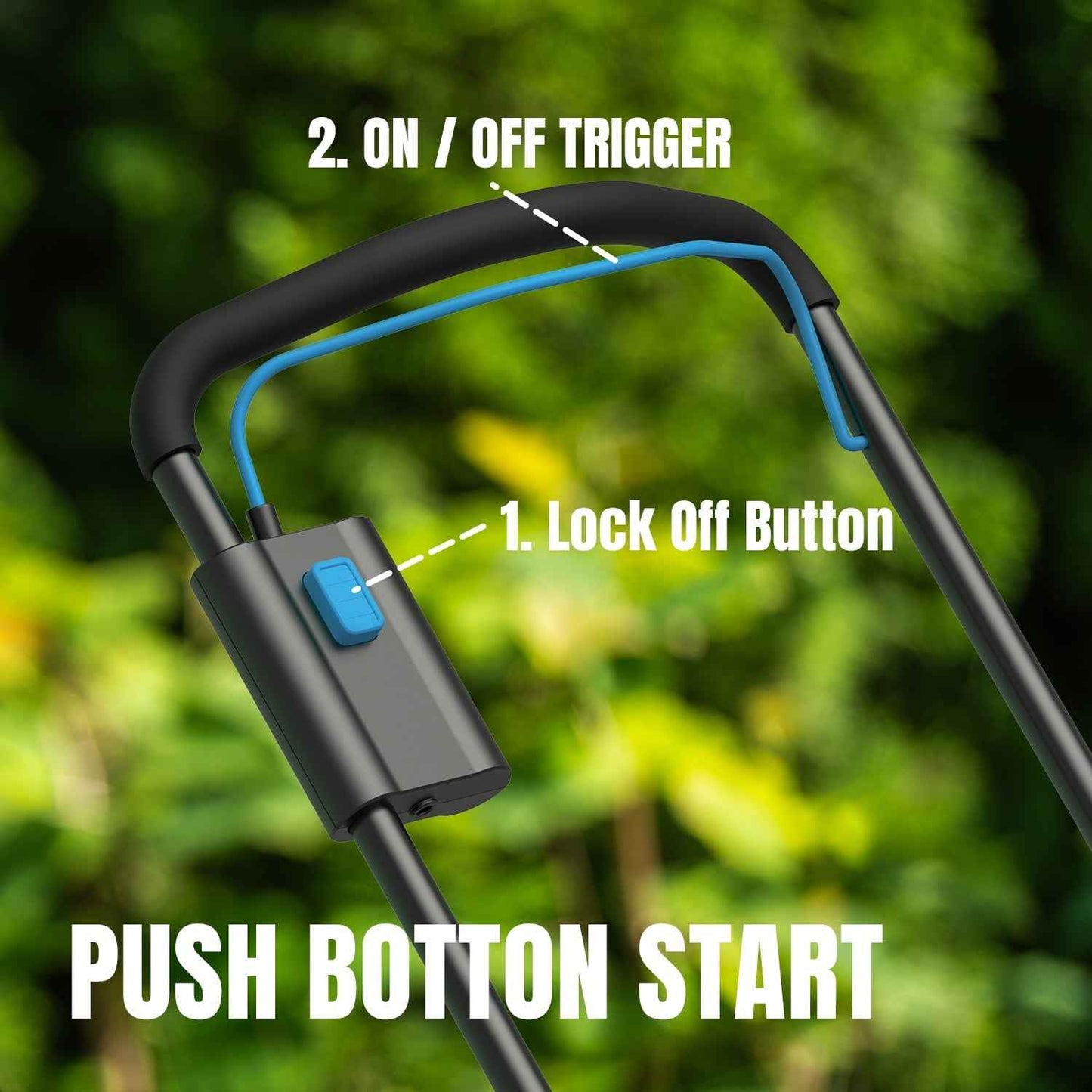 Mightymow Cordless Lawn Mower, 20V Electric Lawn Mowers, 13 inch, 5 Heights Adjustment, with 2*4.0Ah Battery and Charger, for Garden/Yard/Farm