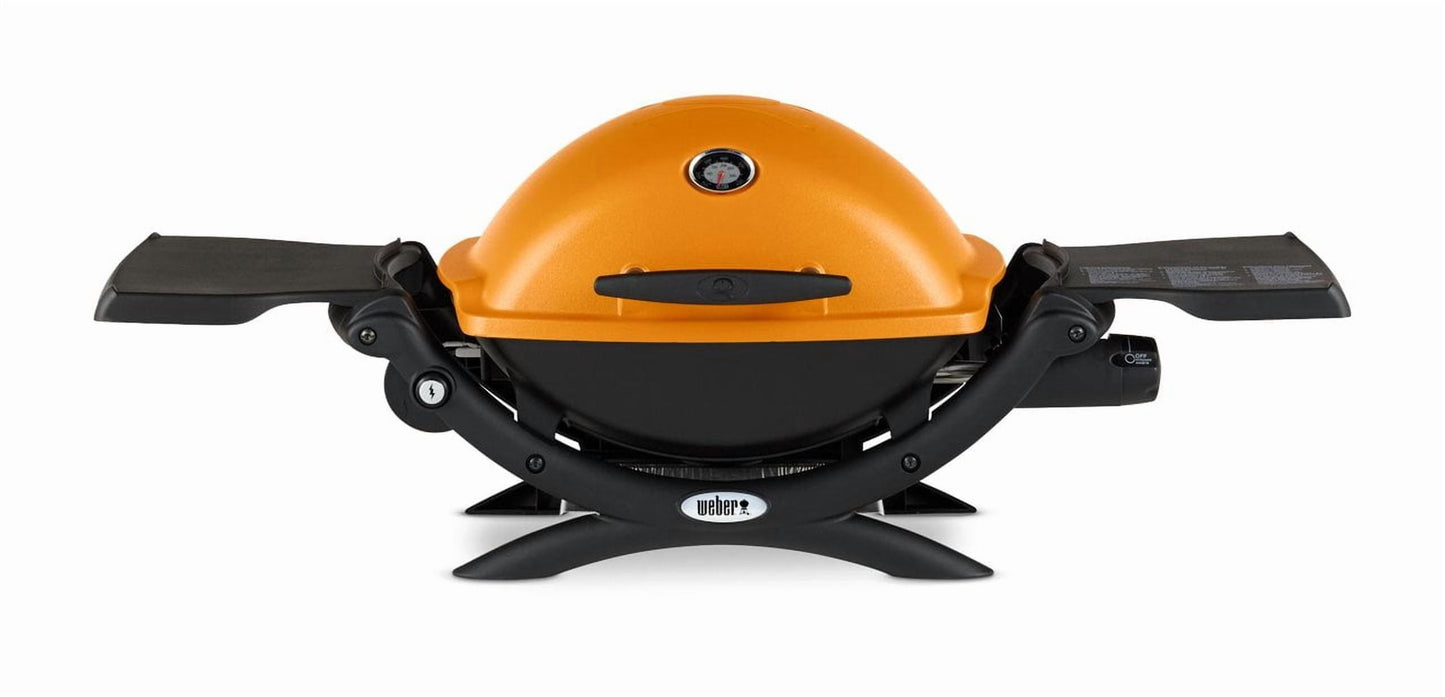 Weber Q 1200 Portable Single Burner Propane Gas Grill, Orange
