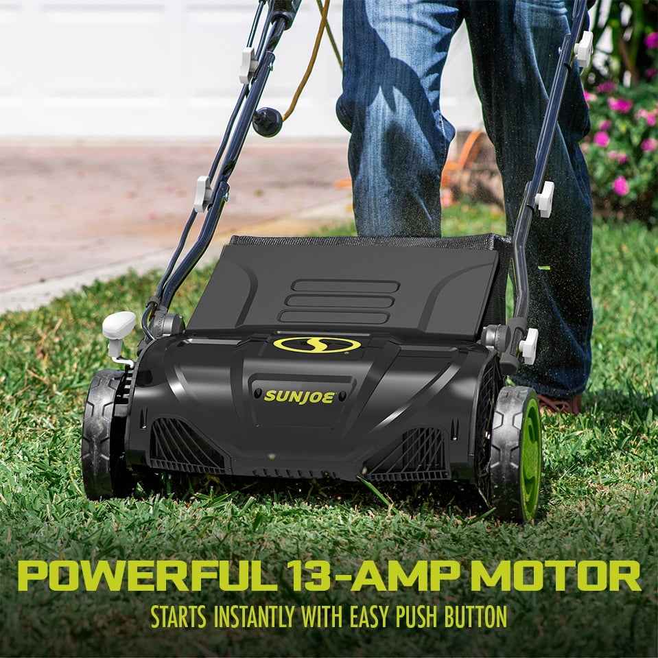 Sun Joe 15" Electric Lawn Dethatcher + Scarifier, 13-Amp, Adjustable Height
