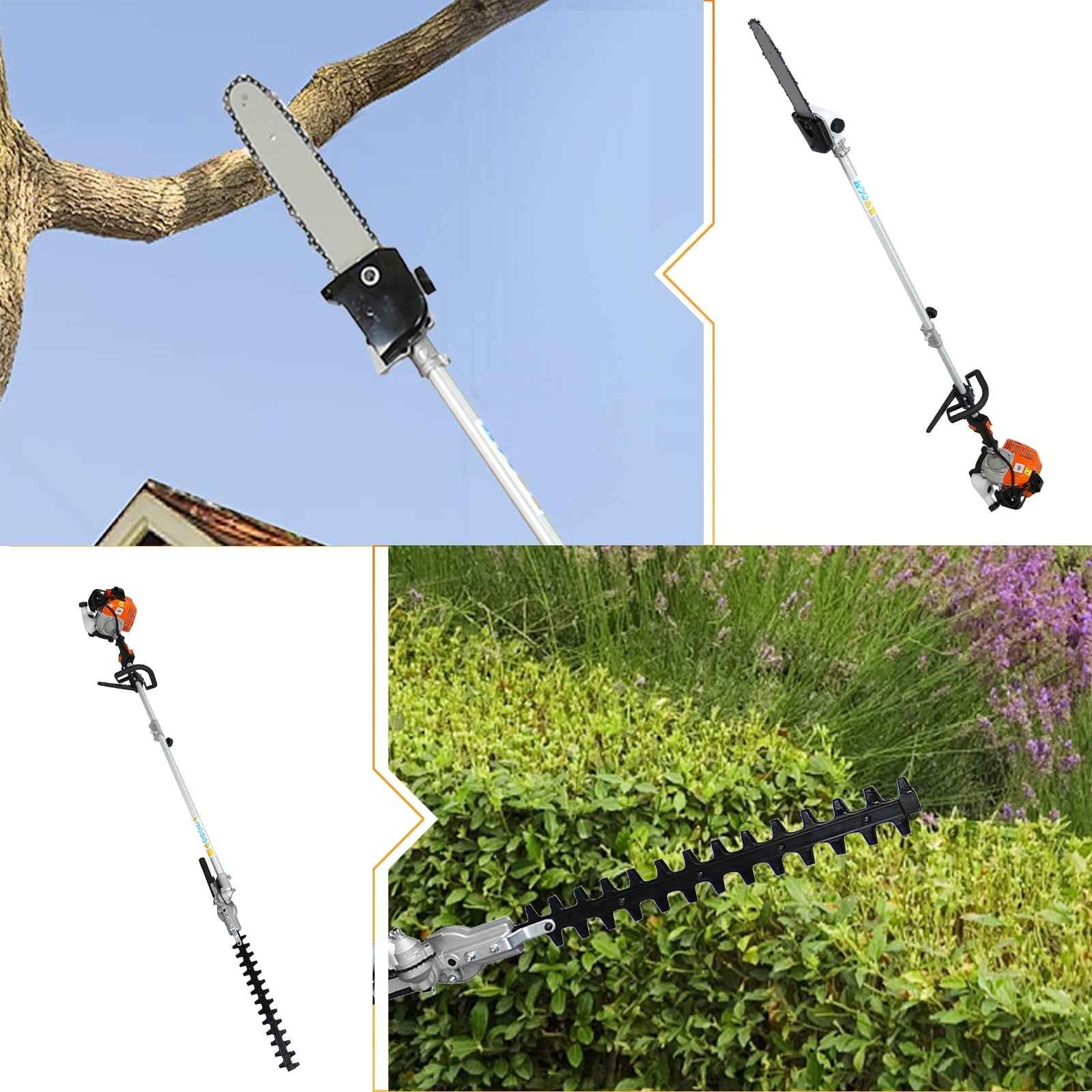 4 in 1 Weed Eater Grass Trimmer, Multi-Functional String Trimmer with Gas Pole Saw, Hedge Trimmer, Weed Trimmer, and Brush Cutter, Weed Eater for Patio Garden Lawn, 33CC 2-Cycle