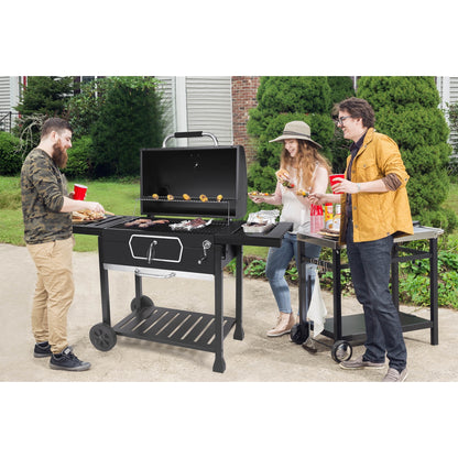 Royal Gourmet 30" CD2030AN Deluxe Charcoal Grill, BBQ Smoker Picnic Camping Patio Backyard Cooking, Black