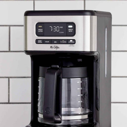 Mr. Coffee 14 Cup Programmable Coffee Maker, Light Stainless Steel