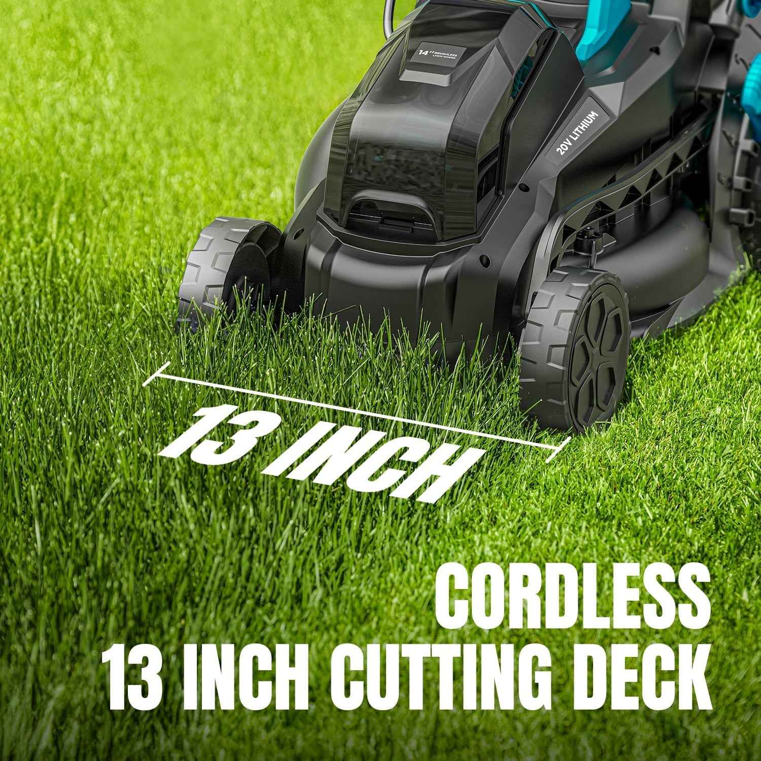 Mightymow Cordless Lawn Mower, 20V Electric Lawn Mowers, 13 inch, 5 Heights Adjustment, with 2*4.0Ah Battery and Charger, for Garden/Yard/Farm