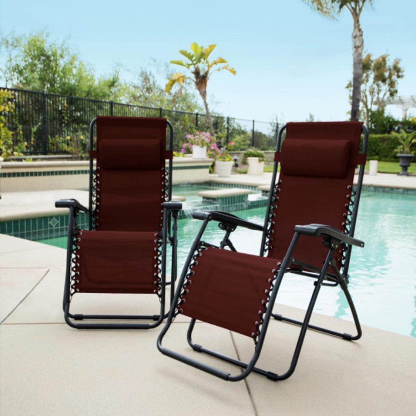 Caravan Sports Zero Gravity Recliner Indoor and Outdoor Chair, Burgundy (Pair)