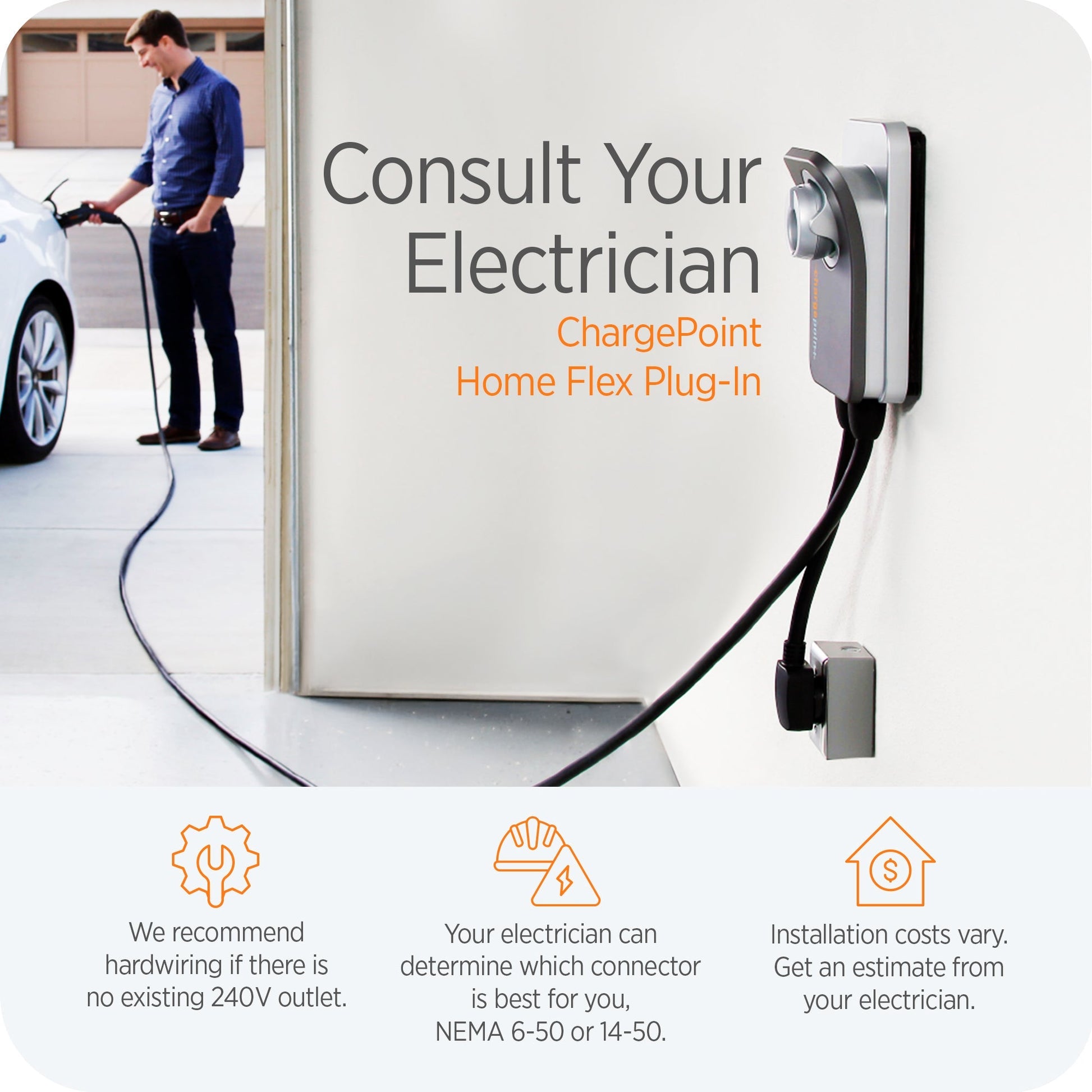ChargePoint Home Flex Level 2 WiFi NEMA 14-50 Plug Electric Vehicle EV Charger - Find Fresh Goods