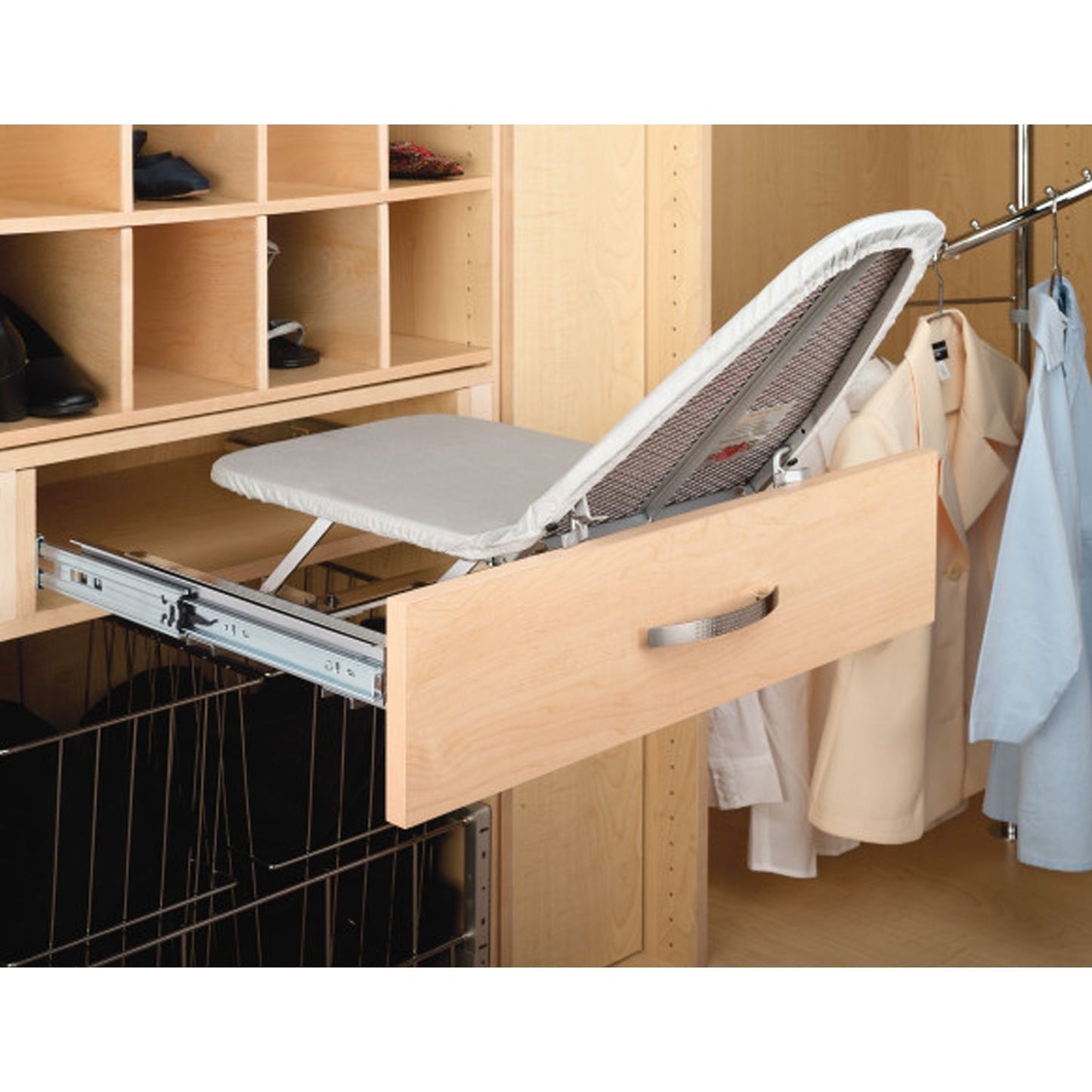 Rev-A-Shelf Retractable Pullout Stowaway Closet Ironing Board, Gray, CIB-16CR