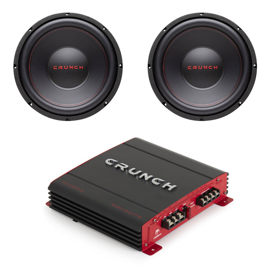 Crunch 12" 800 W 4 Ohm Car Subwoofer Speaker (2 Pack) w/ Audio Stereo Amplifier - Find Fresh Goods