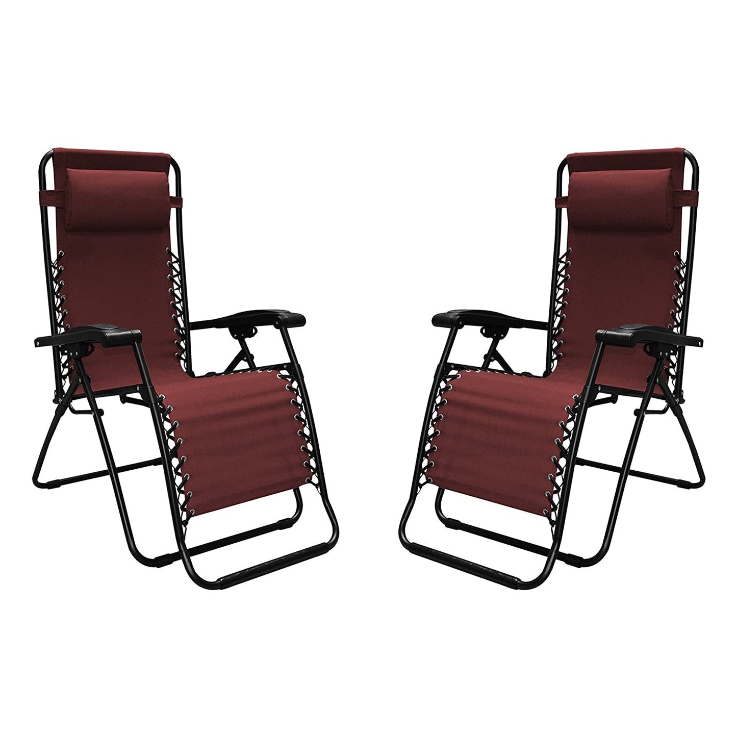 Caravan Sports Zero Gravity Recliner Indoor and Outdoor Chair, Burgundy (Pair)