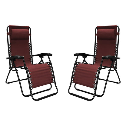 Caravan Sports Zero Gravity Recliner Indoor and Outdoor Chair, Burgundy (Pair)