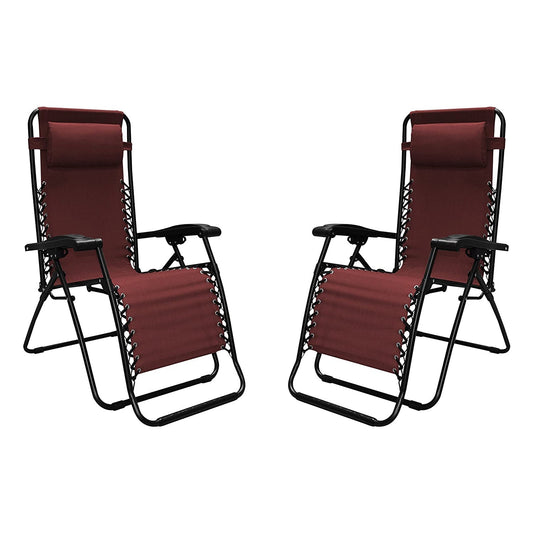Caravan Sports Zero Gravity Recliner Indoor and Outdoor Chair, Burgundy (Pair)
