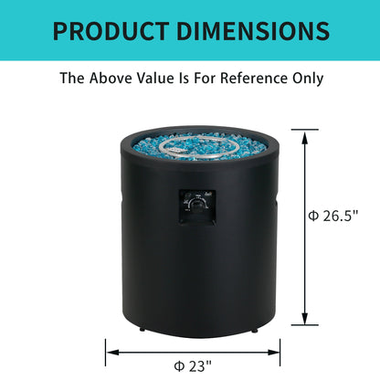 BALI OUTDOORS 23" Gas Fire Pit Propane Fire Column, 50,000BTU Round Propane Fire Pit Table with Glass Stones