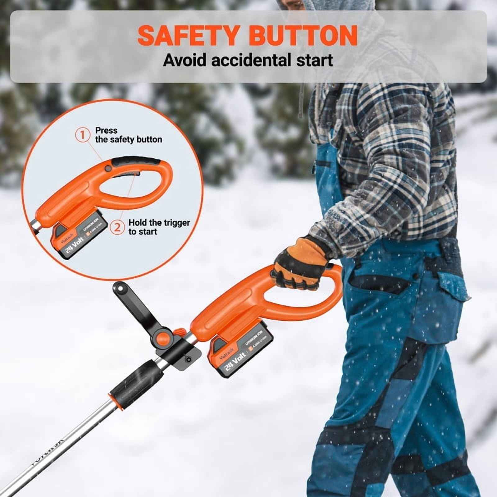 VOLTASK 24V 13-inch Cordless Snow Shovel Electric Snow Blower with Directional Plate, Battery & Quick Charger Included for Driveway & Sidewalks Black