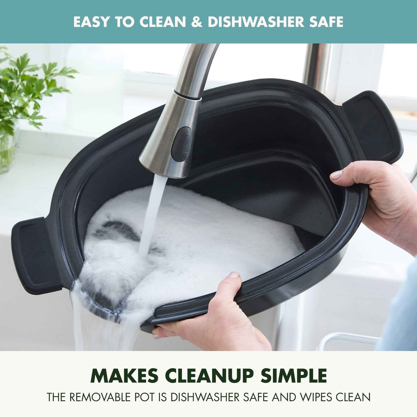 GreenPan 6 Quart, 8-in-1 Programmable Family Size Ceramic Nonstick Slow Cooker, Teal