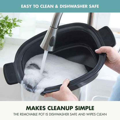 GreenPan 6 Quart, 8-in-1 Programmable Family Size Ceramic Nonstick Slow Cooker, Teal