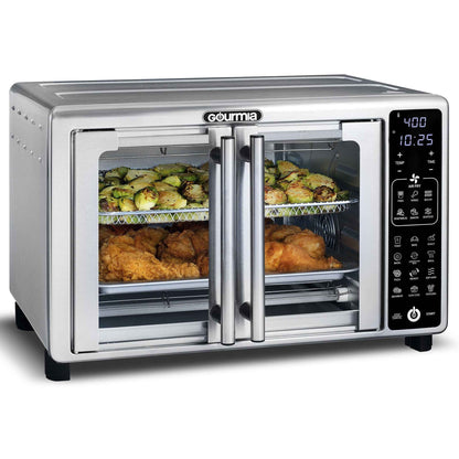 Gourmia French Door 6-Slice Digital Toaster Oven Air Fryer, 19 One-Touch Presets, 24L, Stainless Steel