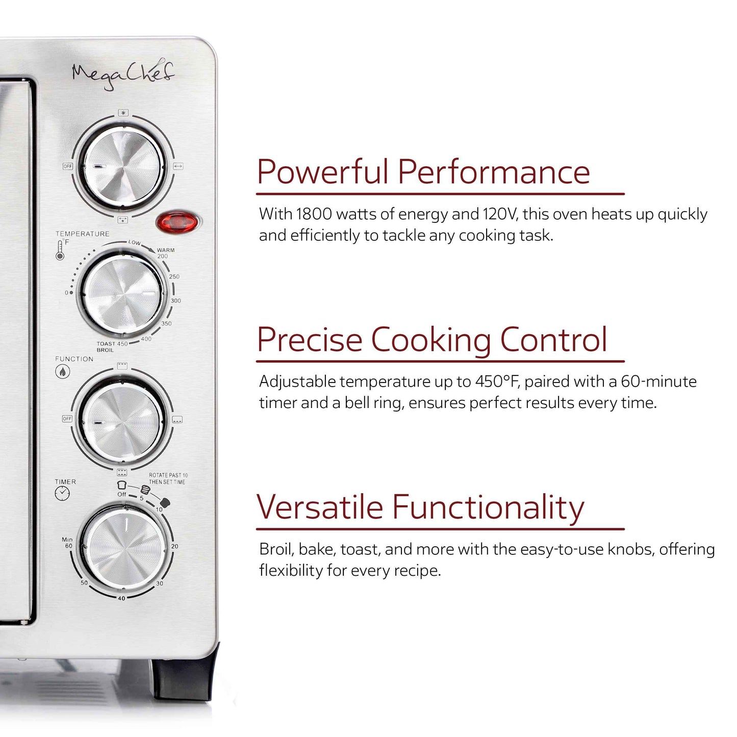 MegaChef 45 Quart Electric French Door Rotisserie Convection Counter Top Oven