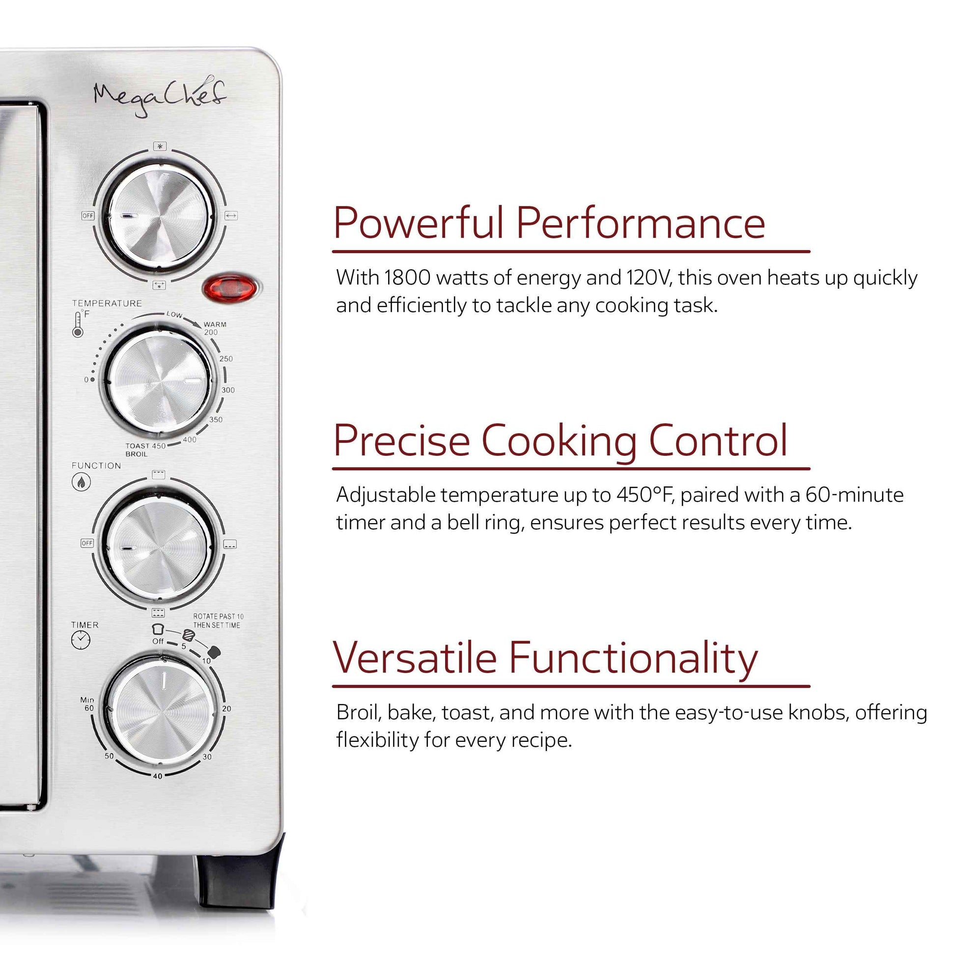 MegaChef 45 Quart Electric French Door Rotisserie Convection Counter Top Oven