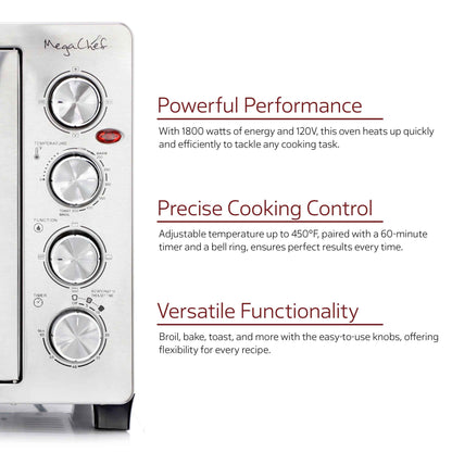 MegaChef 45 Quart Electric French Door Rotisserie Convection Counter Top Oven